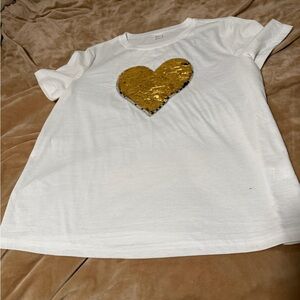 H&M White Shirt with Gold Heart Design Women’s Medium